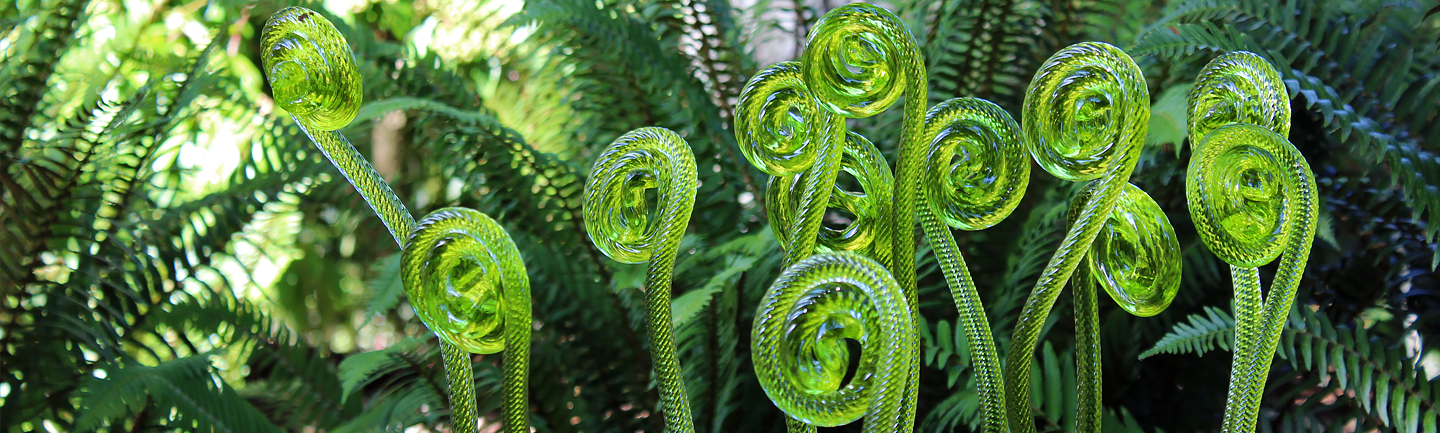 Glass art in the garden at The Oregon Garden in Silverton